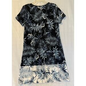 J Jill Wearever Blue Tropical Print Knee Length Dress - S Resort wear